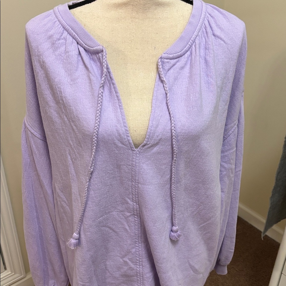 Aerie Light Purple Tie-Front Oversized Sweatshirt size Medium - Picture 4 of 7